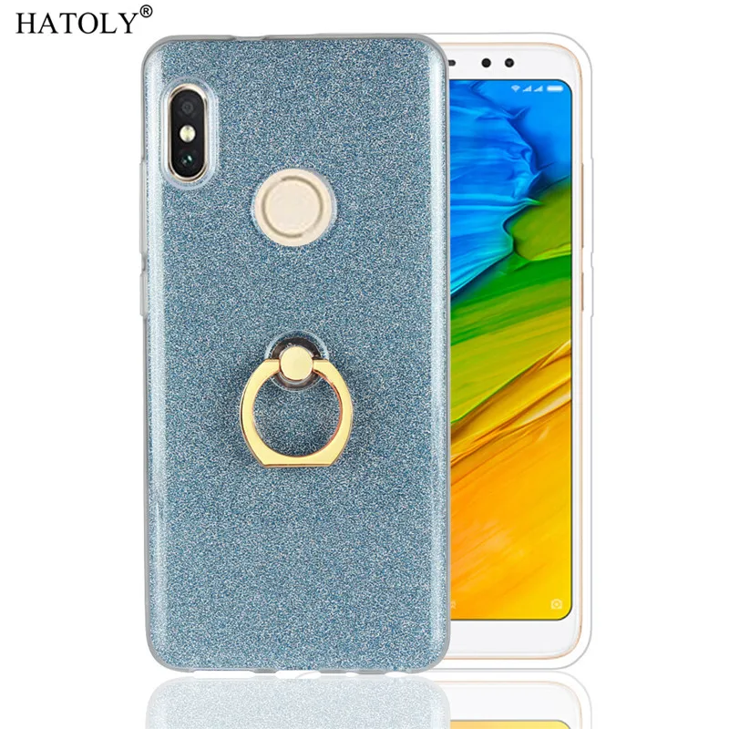 

Xiaomi Redmi Note 5 Pro Case Shiny Glitter Bling Silicon Phone Case Soft Cover Redmi Note 5 Finger Ring Bracket Back Cover