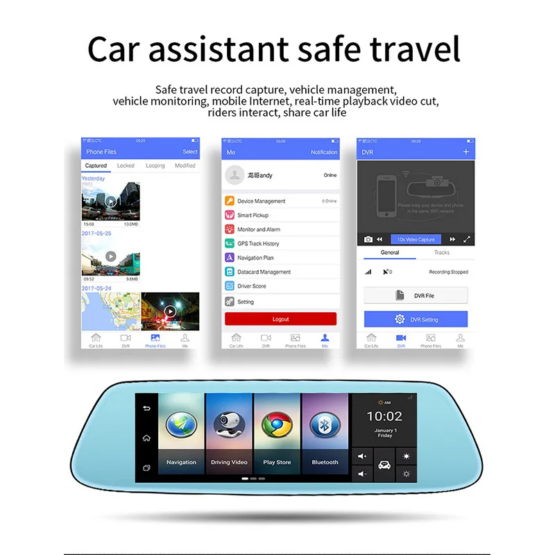 Android 5,1 FHD 1080 p зеркало GPS Bluetooth Wi-Fi 4G двойной объектив новейший видеорегистратор 8 дюймов сенсорный ips Автомобильный видеорегистратор Камера