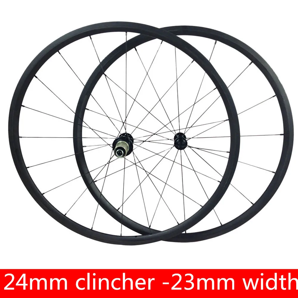 super light wheels 700C carbon road bike wheelset 24mm clincher 23mm