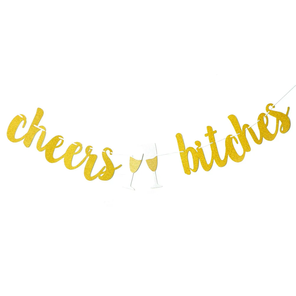 Banner Bachelorette Party Decorations Gold Sparkly Let's Bitches&ampCheers Bitches Photo Backdrop for Birthday | Дом и сад
