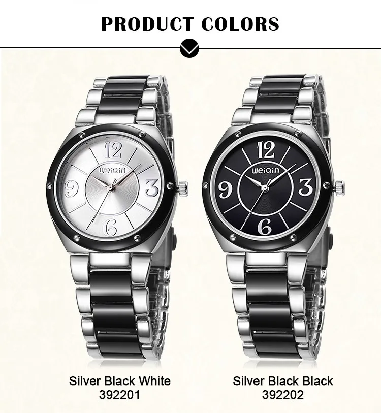 Weiqin Леди Мода Часы шок Водонепроницаемость серебристый, черный группа Бизнес часы Для женщин кварцевые платье наручные часы Relojes Mujer