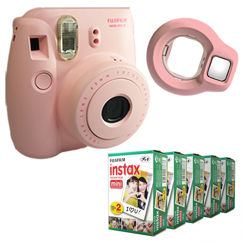 Fujifilm Instax Mini 8 мгновенная камера-розовый+ Fuji White Edge 100 пленка+ объектив крупным планом-розовый