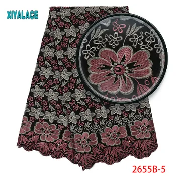 

2019 New Design African Dry Lace Fabrics High Quality Cotton Lace Fabric Stones Swiss Voile Lace In Switzerland for women 2655b