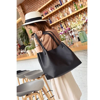 

2018 new fashion and good quality PU casual solid Women Handbag Purse Shoulder Bags Casual Tassel Tote 4Pcs Bags(Black) nice bag
