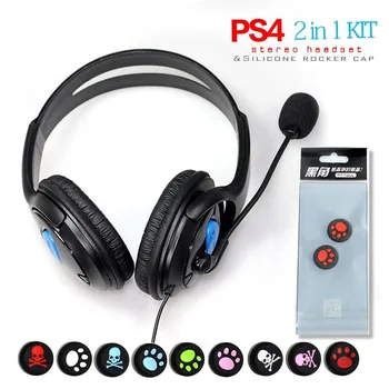 

Wired Gaming Headphone Headset Earphone for Playstation PS4 Accessories, adding 2pcs of PS4 Controller Thumb Stick Shell Cap