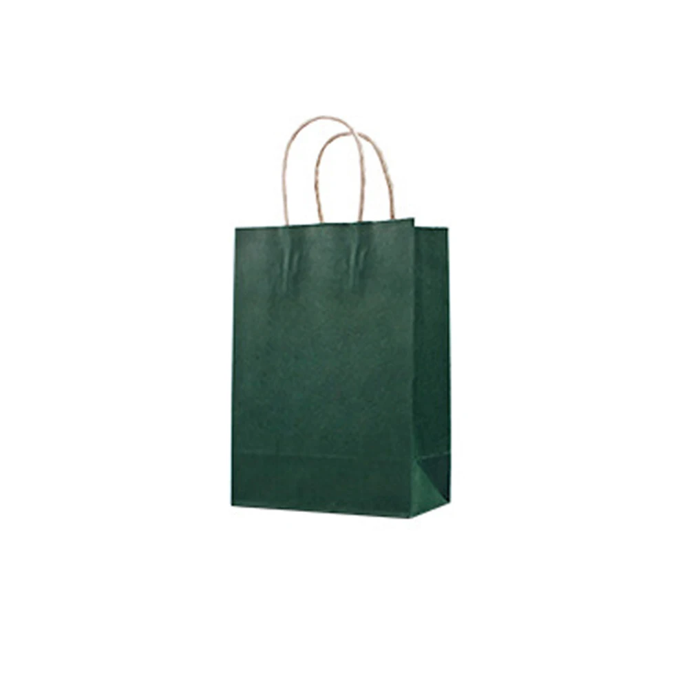 Reusable Paper Twist Handle Shopping Bag Casual Solid Color Foldable Grocery Eco Bags Multicolor Party And Gift Tote Bag - Цвет: dark green