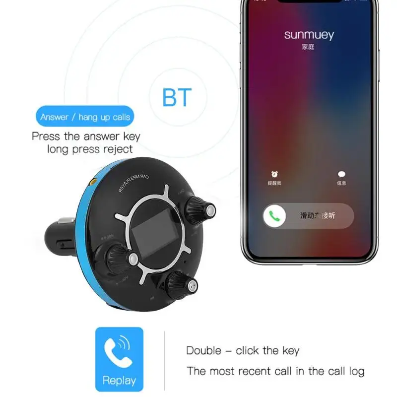 BT13 Bluetooth FM передатчик громкой связи автомобильный комплект MP3-плеер 2.1A двойной быстрой зарядки USB зарядное устройство