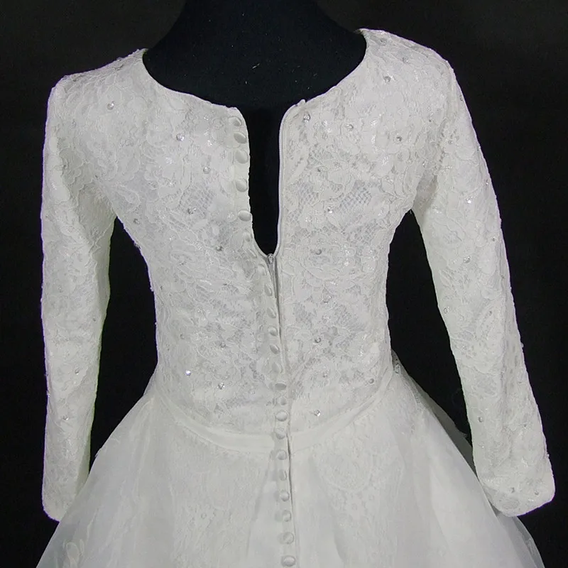 QQ Lover кружевное свадебное платье из органзы с длинными рукавами Vestido De Novia плюс размер свадебное платье