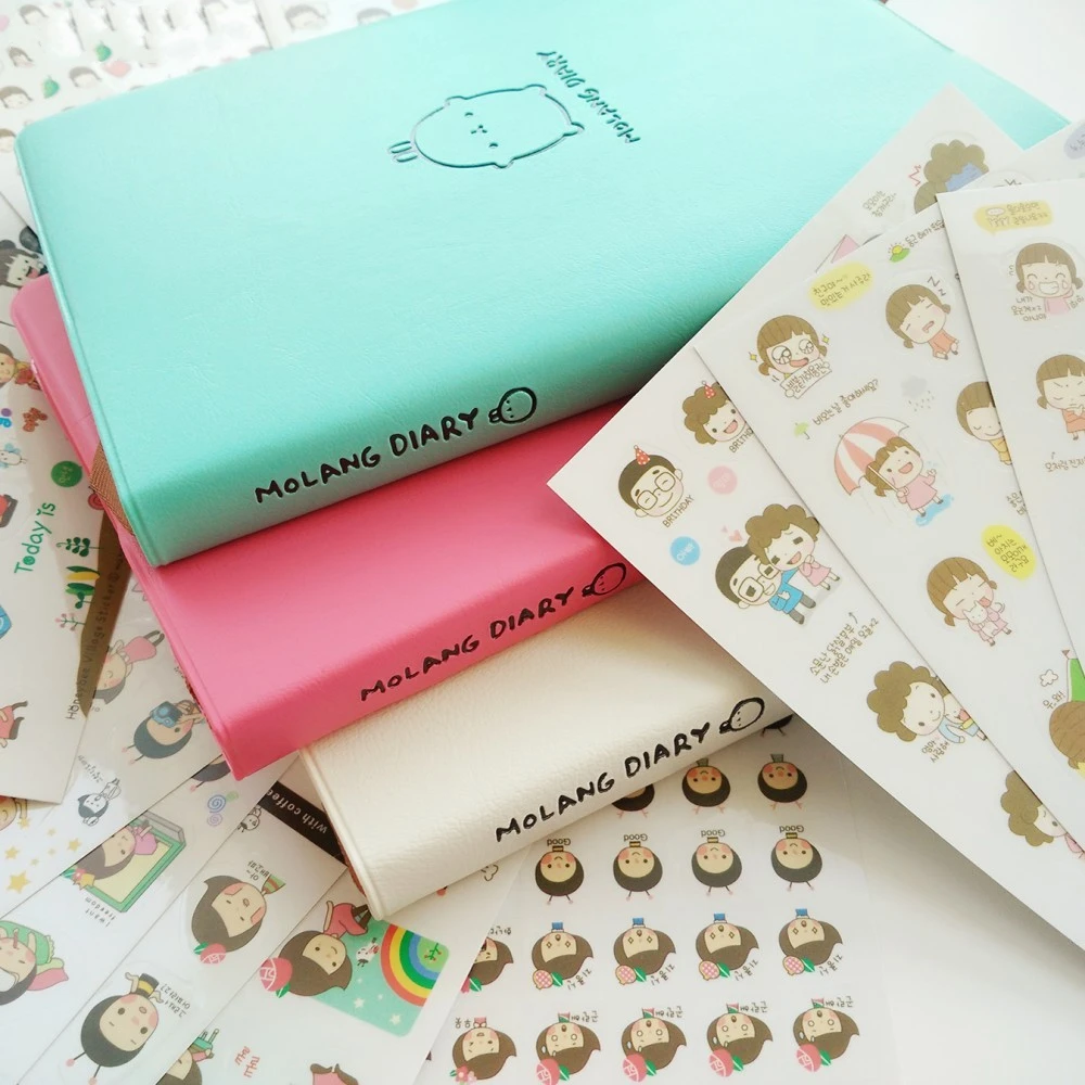 

Agenda 2019 2020 Molang Diary Notebook+12pcs Stickers Notebooks and Journals Notepad Cute Kawaii Cuaderno bullet journal planner