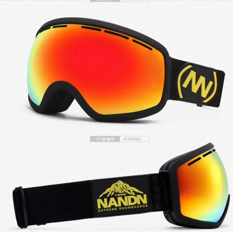 NANDN мужские и женские лыжные очки двухслойные ветрозащитные противотуманные очки большие сферические лыжные очки 8 цветов Ng 2