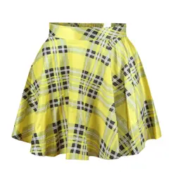 Летний Стиль 2016 желтая плиссированная юбка в клетку Harajuku Женская винтажная Сексуальная Kawaii Saia одежда Повседневный узкий короткий мини