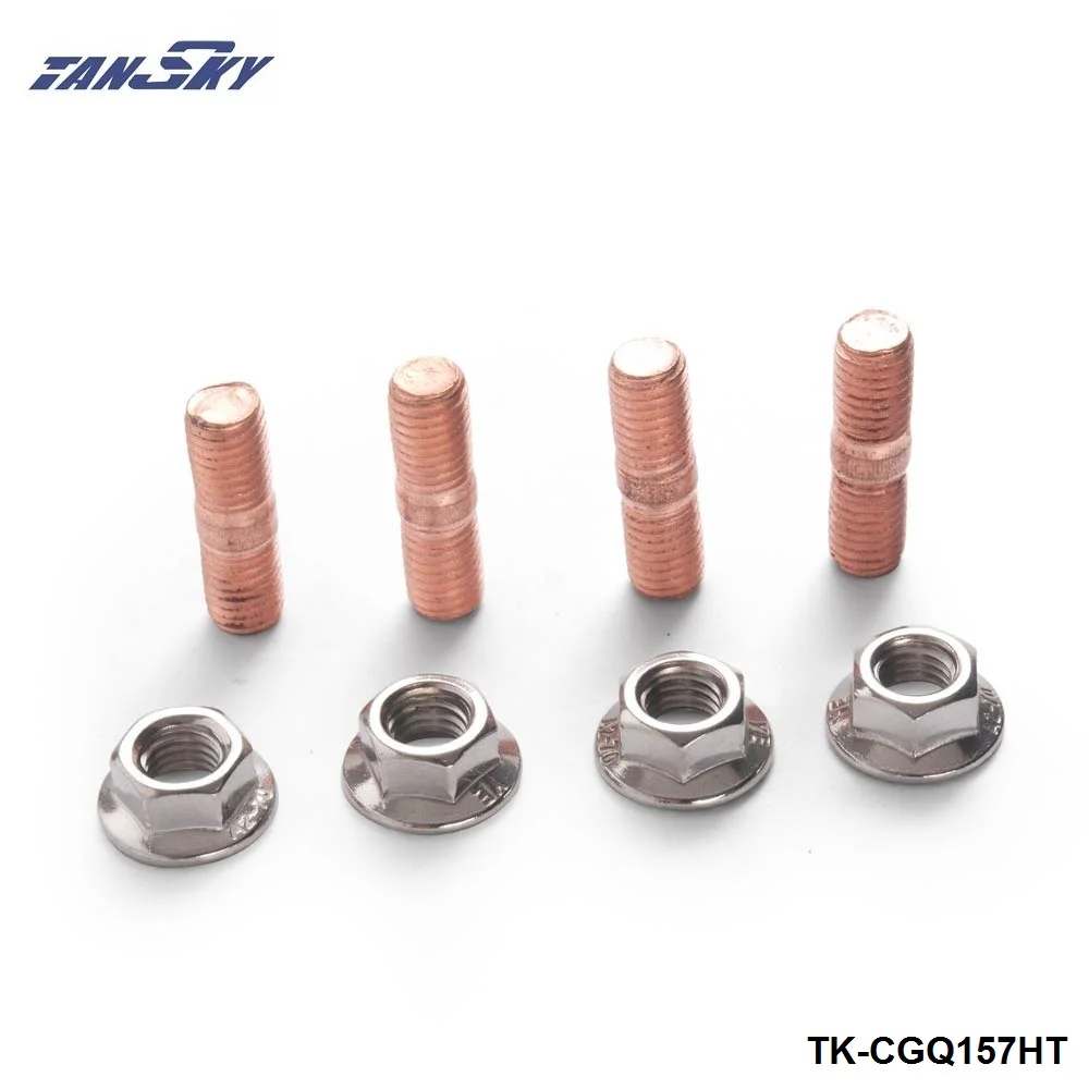 TANSKY -Sport M10 x 1.50 Threaded Turbo Studs Kit Flange Nuts High Strength T3 T4 T6 Set of 4 TK-CGQ157HT