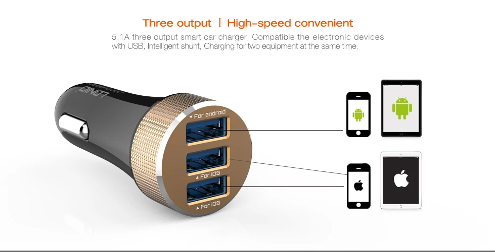 Автомобиль Зарядное устройство 3 Порты usb Портативный смарт-адаптер с Micro USB кабель 5.1A 3 Выход для смартфонов Мощность Банк Продвижение