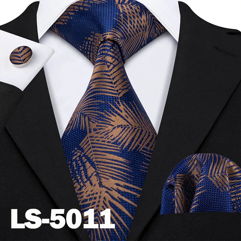 Классический Полосатый галстук с зеброй для мужчин s шелковый галстук Hanky Подарочная коробка набор жаккардовый мужской галстук золотой черный мужской галстук набор Barry.Wang LS-5173 - Цвет: LS-5011