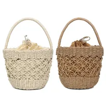 Горячая Женская сумка ручной работы плетеная солома сумка большой вместимости Летняя Пляжная сумка вечерние-B5