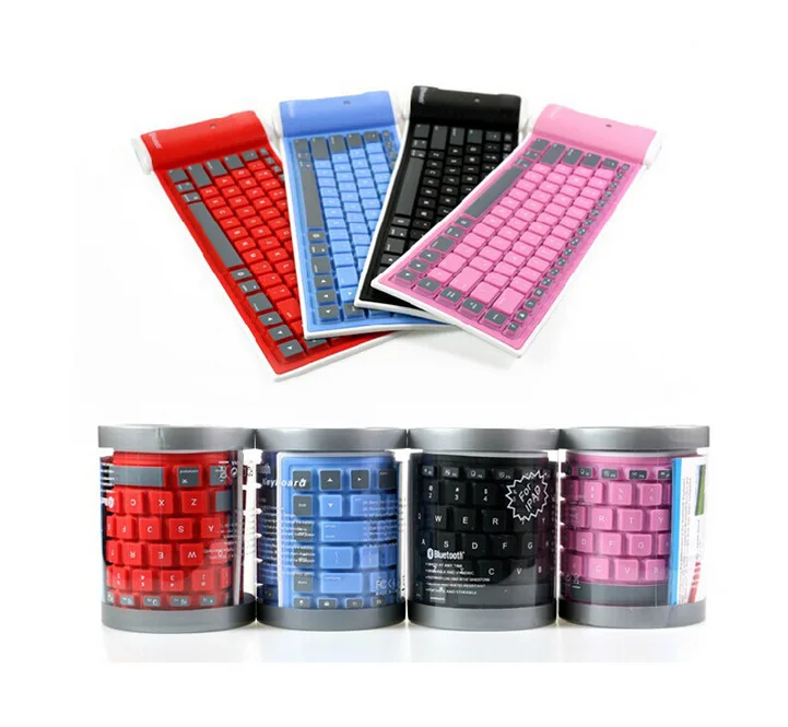 

WP002 flatbed phone universal collapsible soft silicone waterproof Bluetooth keyboard three system common