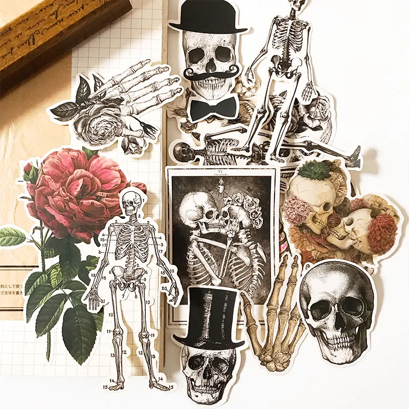 

14pcs/pack Sexy bones Vintage Decorative Sticker Scrapbooking Sticker Phone diary DIY craft photo albums Sticker