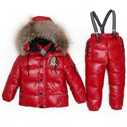 

2018 Childrenn Boys Girls Ski Suit Winter Children Clothing for Boys Suits Outdoor Jacket+Overall Windproof Snowsuit Baby Sets