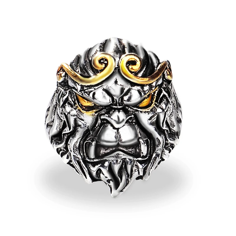 Best Tibetan Buddhism Vintage Rings For Men Personality Monkey King Jewelry Stainless Steel Men Jewelry
