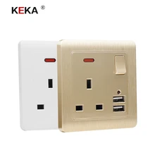 Настенная розетка KEKA, стандарт Великобритании, розетка, переключатель управления, розетка с двойным USB, умный индукционный порт зарядки для мобильного телефона 5 в 2,1 А