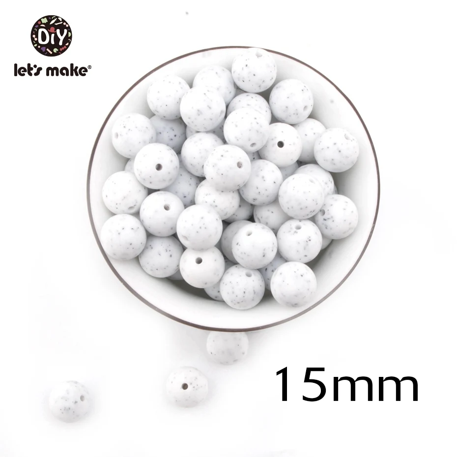 Давайте сделаем силиконовые шарики из мрамора 50 шт Круглые маленькие размеры 9 мм-15 мм Детские Силиконовые Прорезыватели для зубов Diy аксессуары ювелирные изделия DIY бусины - Цвет: 15mm Granite white