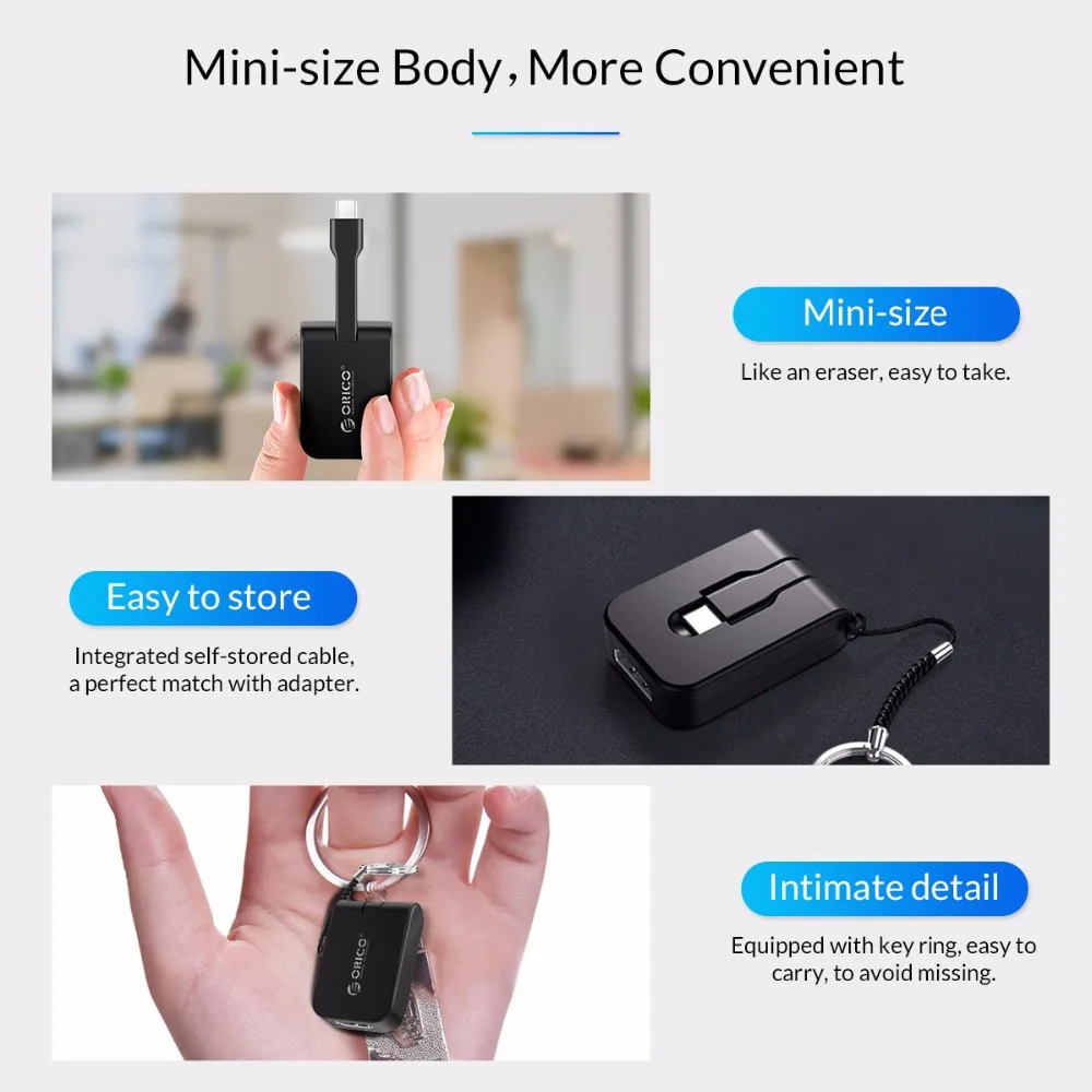 ORICO Type-c to HDMI/VGA/DP/Mini DP Mini Converter Adapter USB C HUB for TV MacBook Pro ChromeBook Xiaomi Huawei Mate 10 Samsung