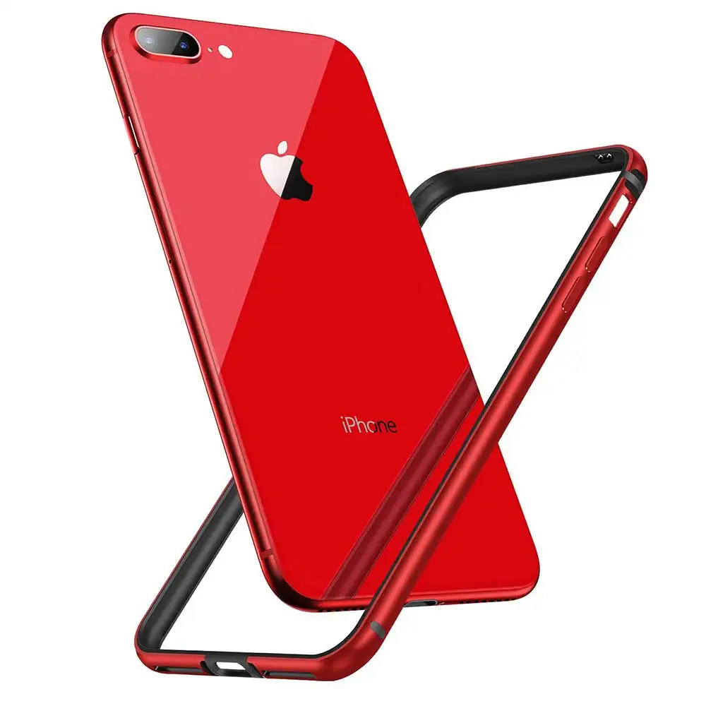 Чехол-бампер для iphone 11 Pro Max 8 7 plus X, тонкая алюминиевая рамка, Мягкий ТПУ с внутренним краем, защитный противоударный чехол для iphone XS MAX XR - Цвет: black red