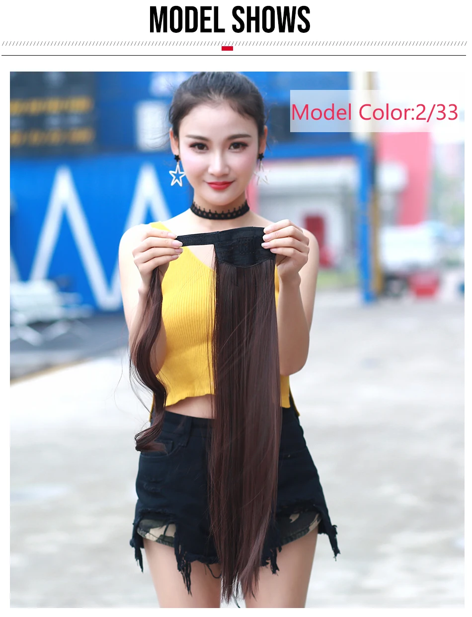 Прямые длинные накладные волосы "конский хвост", 24 дюйма, накладные синтетические волосы на заколках для женщин, поддельные накладные волосы SARLA P001