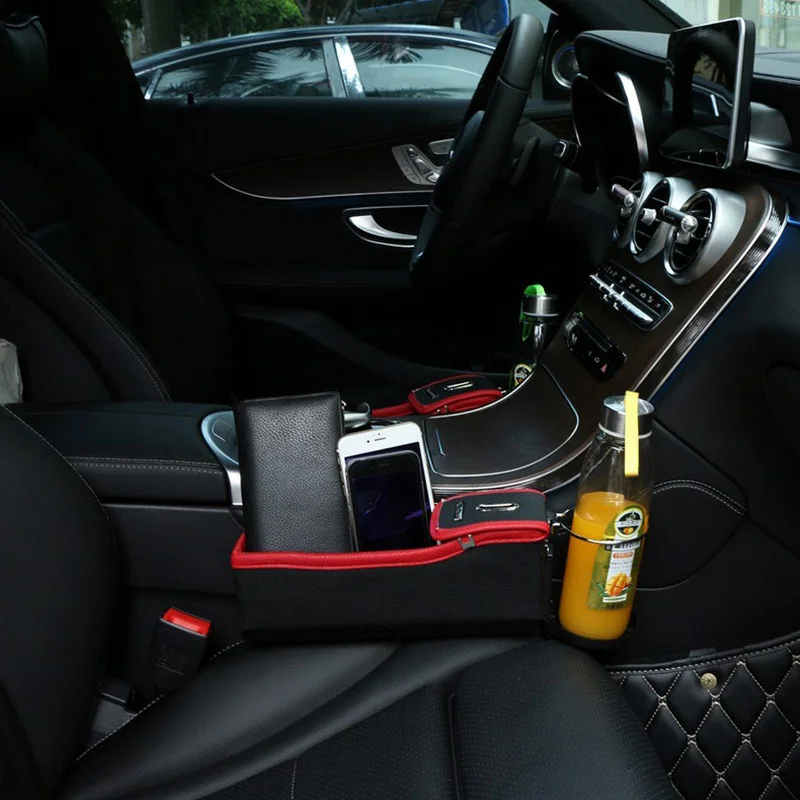 1 PC Black Car Seat Universal Creivce Box Storage Cup Drink Holder Orangizer ABS