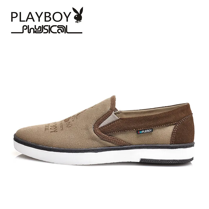 Playboy модные серые парусиновая обувь Для мужчин Slip-On Мокасины для женщин дышащая Для мужчин Туфли без каблуков плюс Размеры 39-45 Zapatos Hombre