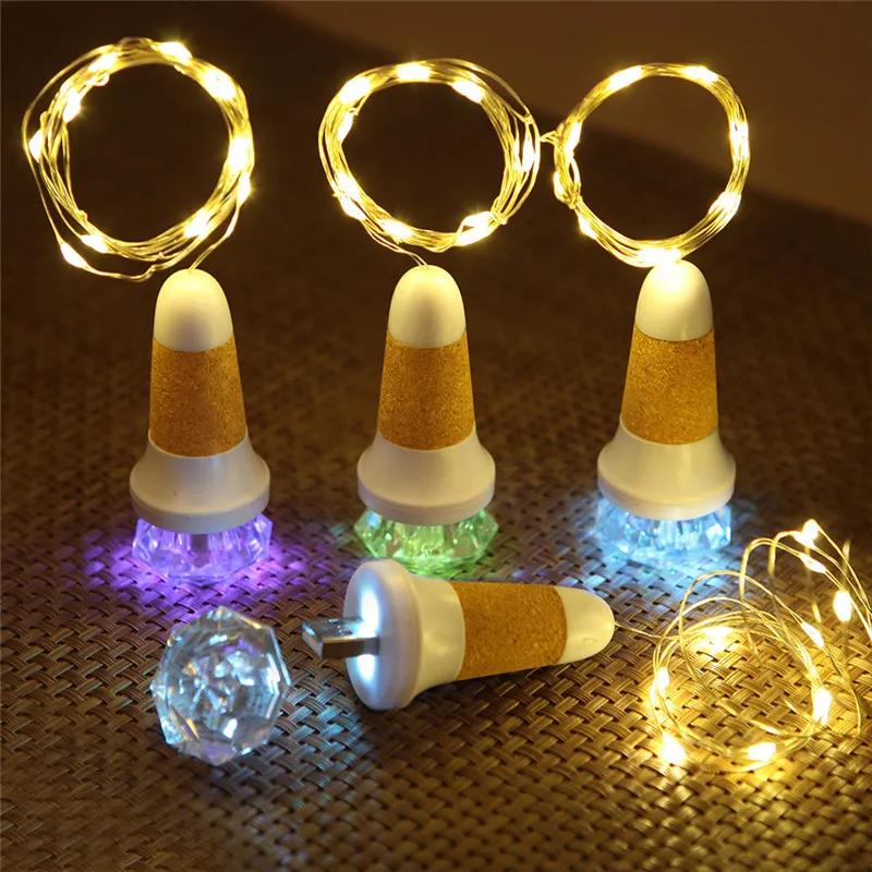 

Quadurple LED Diamond Shape Cork Light String USB Charging Charging Color Wine Bottle Cap Light Wedding Bar Atmosphere Decor