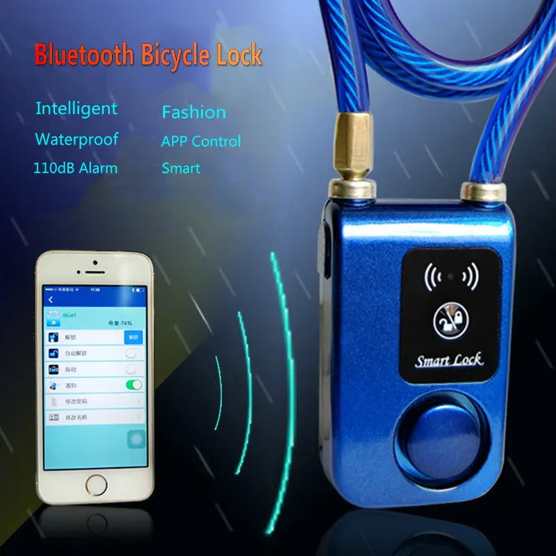Bicycle Lock Bluetooth Intelligent Phone APP Control Smart Alarm Anti