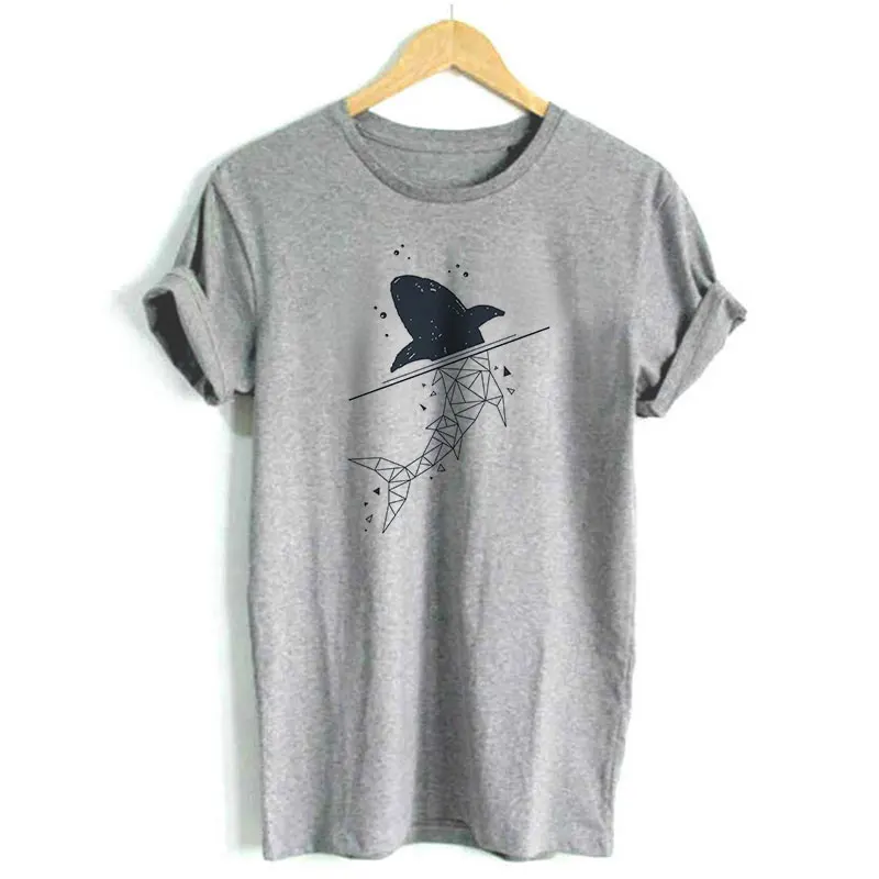 Женская футболка с коротким рукавом Camiseta Mujer повседневная серая принтом в