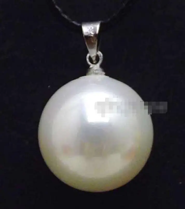 

Free Shipping >>>>>SALE Big Black 18mm Round Sea Shell Pearl pendant cord 17-18" necklace