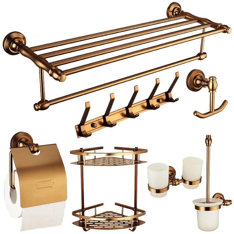 Antique Europe Aluminum Bathroom accessories Suite Bronze Finish