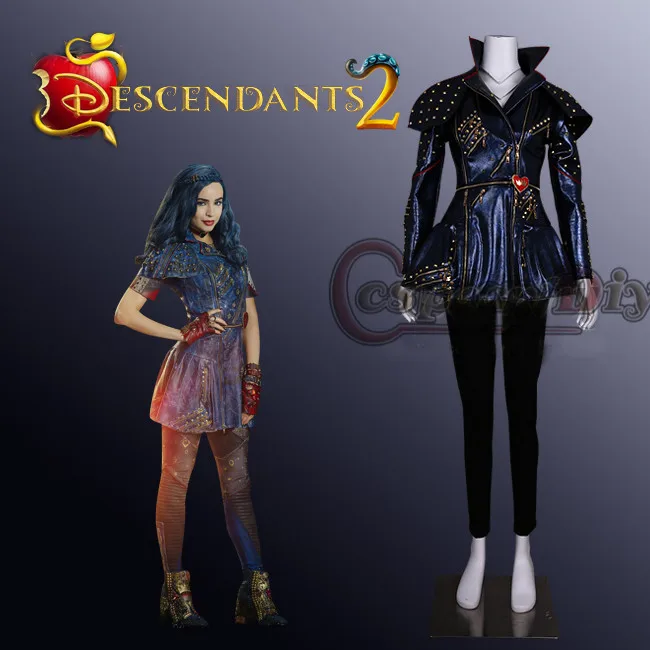 

Cosplaydiy Descendants Maleficent Evil Queen Blue Jacket Oufit Mal Cosplay Costume Adult Women Halloween Carnival Suit J10