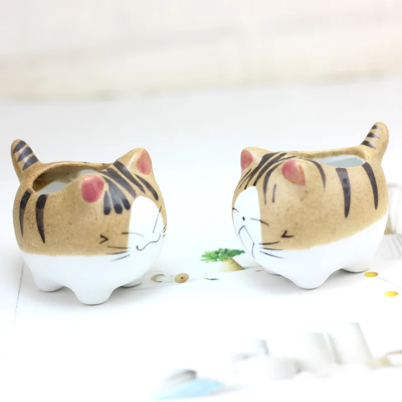 Цветочный горшок Chi's Sweet Home с мультяшным рисунком кошки керамический для