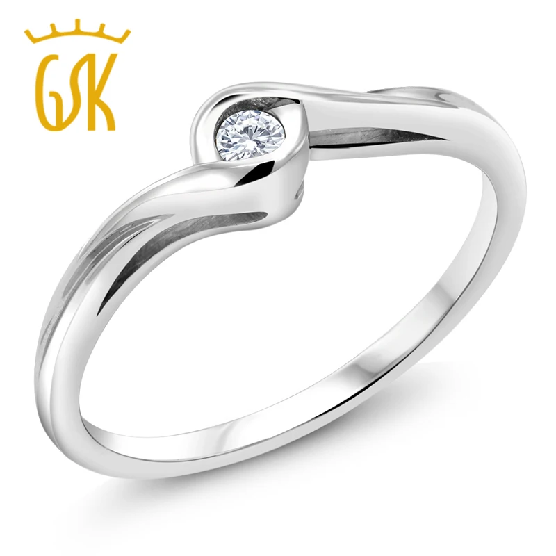 

Solid 18K White Gold Diamond Jewelry 3MM 0.12 Ct Round Natural White Diamond Solitaire Engagement Rings For Women