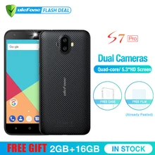Ulefone S7 Pro 2 ГБ +16 ГБ двойная камера мобильный телефон 5.0 дюймов HD MTK6580 4 ядра Android 7.0 13MP камера 3G WCDMA Смартфон