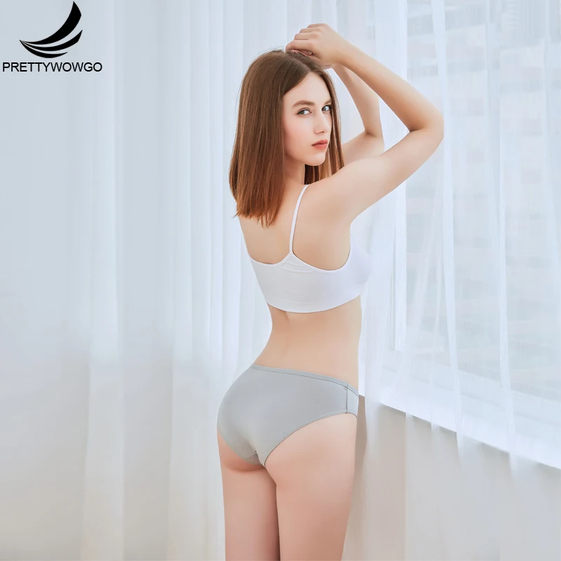 Prettywowgo 6 pcs/lot New Arrival 2018 Good Quality Women's Underwear Solid Color Cotton Cute Brief Panties 9173