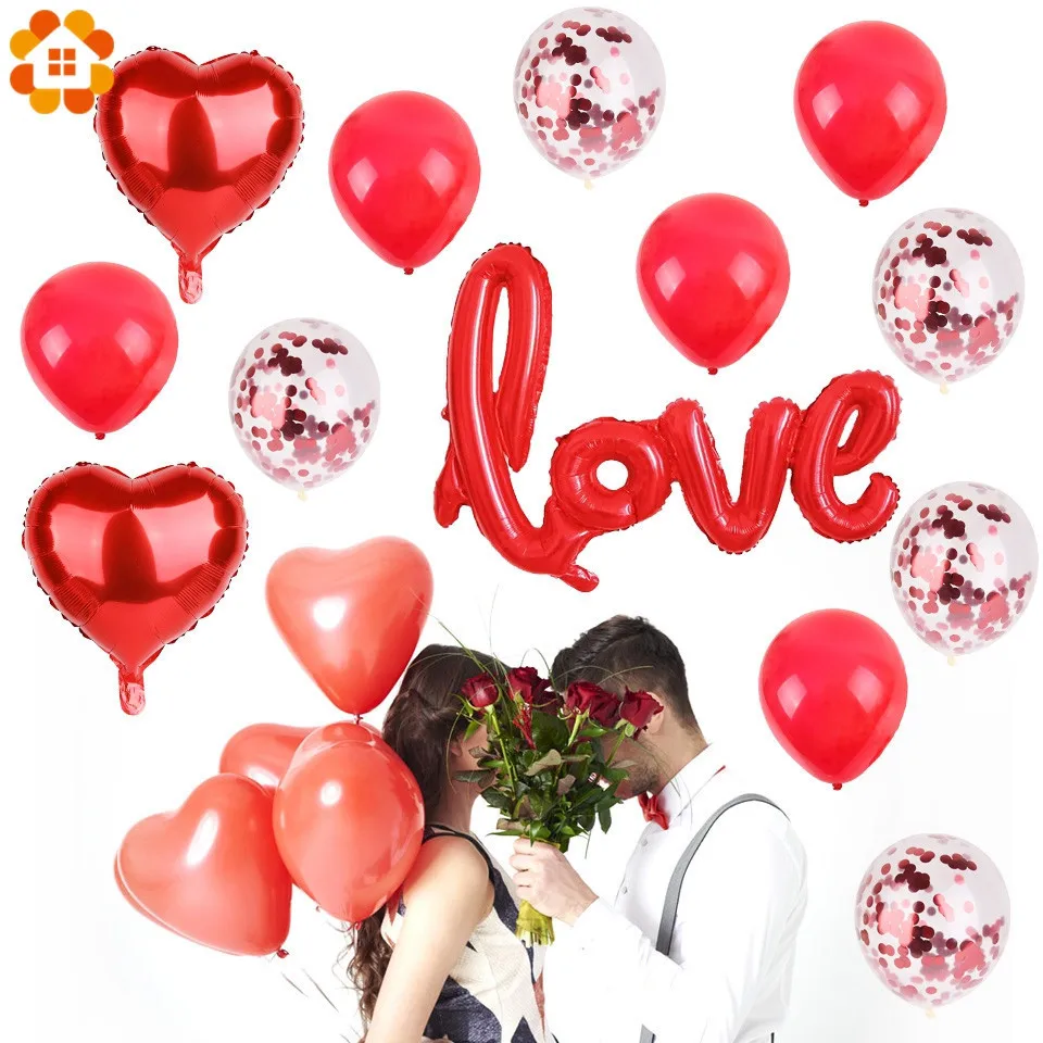 13 шт./партия воздушный шар с дизайном «любовь» Комбинация DIY творческие конфетти воздушные шары для свадебной вечеринки комната для
