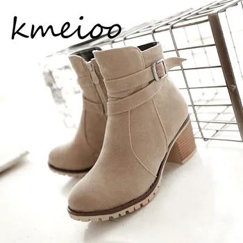 

Kmeioo 2018 New Thick Heels High Shoes Women Heels Women's Boots Thick Heels and Martins Boots 35-43
