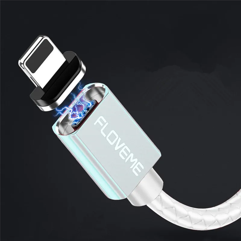 FLOVEM Магнитный кабель Micro USB C type C провод для iPhone 3A светодиодные полосы короткий зарядный кабель магнит зарядное устройство для samsung Xiaomi Кабо - Цвет: For Apple WH