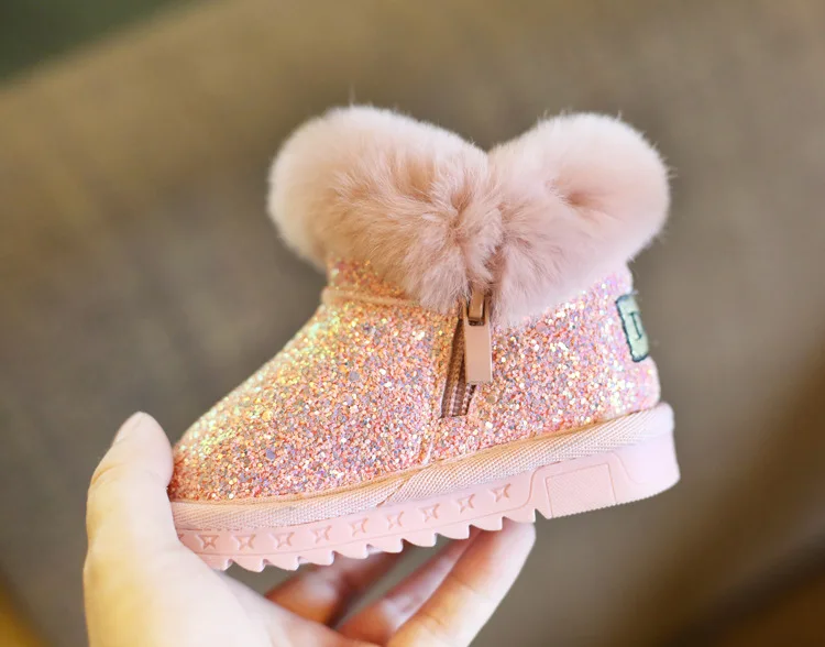 Детская обувь; зимняя обувь для маленьких девочек; обувь с натуральным мехом для маленьких мальчиков; светильник для новорожденных; уличная От 0 до 7 лет; B11081