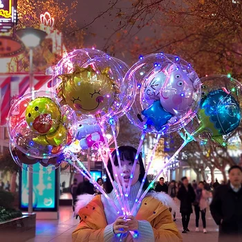 

wholesale 100 set Cartoon LED Bobo Balloons Colorful Ball in the Ball Balloon for Wedding Party Decoration Balloons