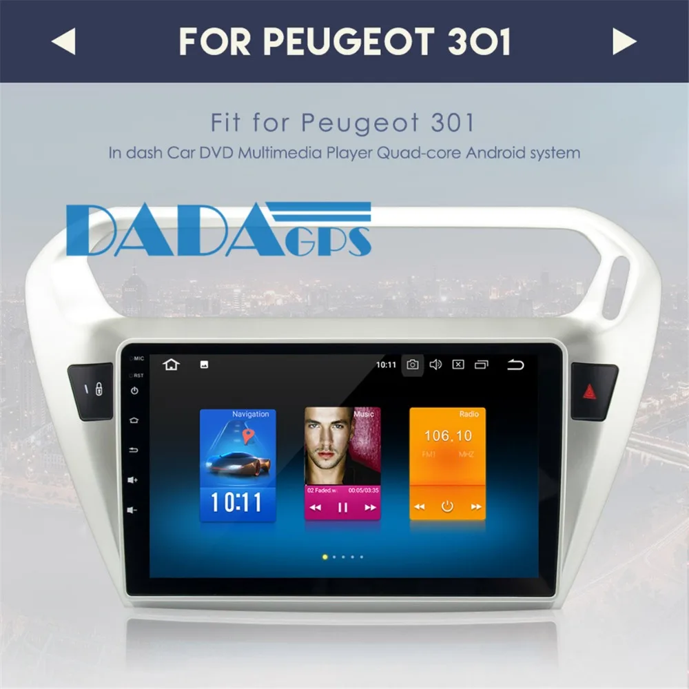 Sale Android 8.0 4GB Car Radio GPS Stereo Headunit For PEUGEOT 301 For Citroen Elysee 2014-2017 Multimedia Car Stereo no DVD Player 1