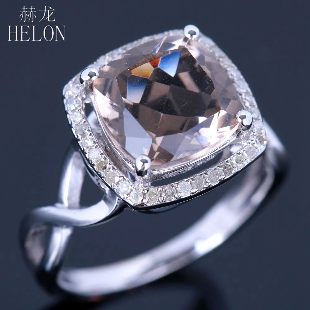 HELON 925 пробы серебро безупречная огранка 3.26ct натуральный Смоки кварцевые с бриллиантами обручение вечерние ювелирные украшения для женщин