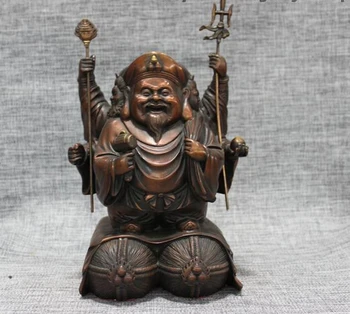 

bi001751 China Feng Shui Pure Bronze Japanese Wealth Mammon God Mahakala Buddha Statue