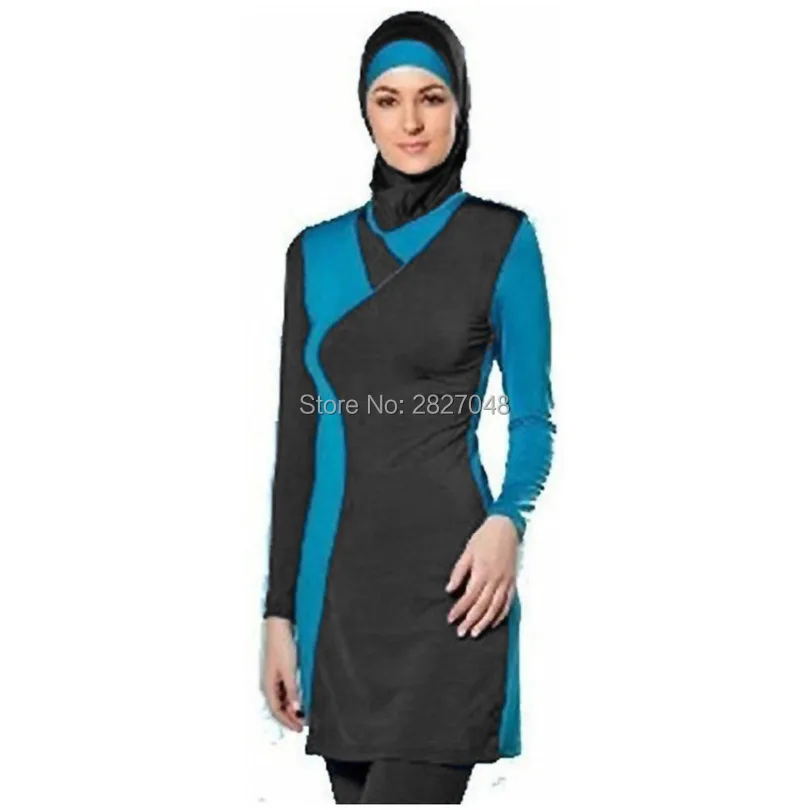 Мусульманский купальник скромный исламский костюм 2 шт. соединенный Хиджаб Арабский Купальник для женщин девочек набор из четырех частей
