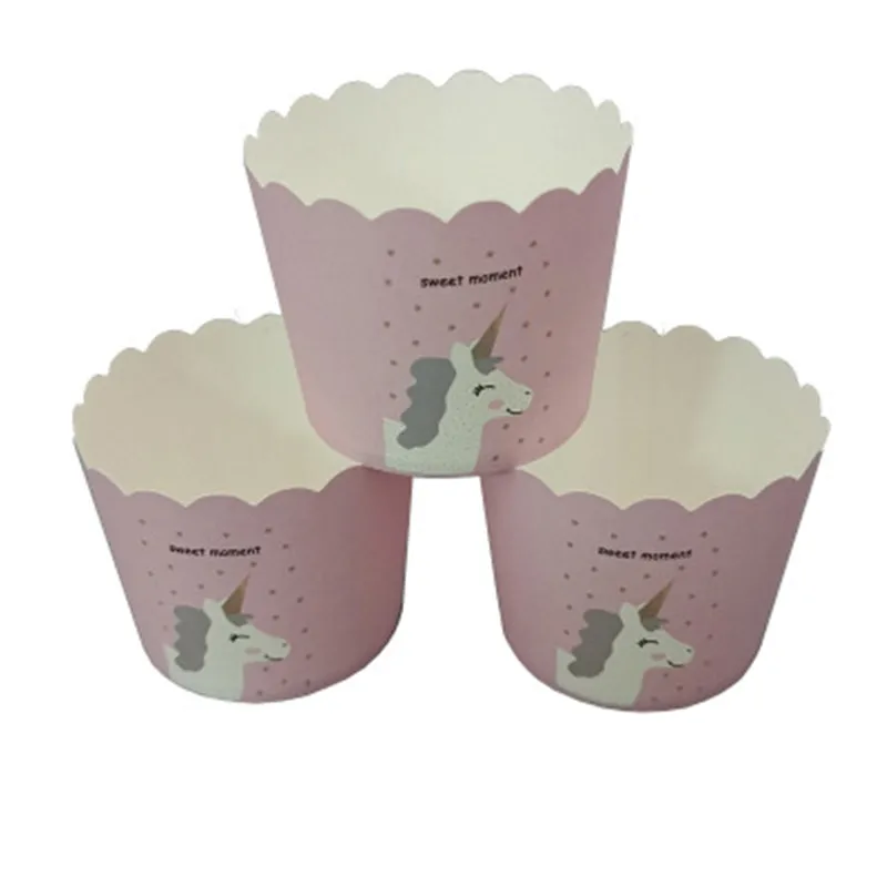 50 шт. бумажный стаканчик для кексов с изображением милого момента единорога, обертка для кексов, лайнер для выпечки, свадебные кассеты, бумага для кексов с помадкой